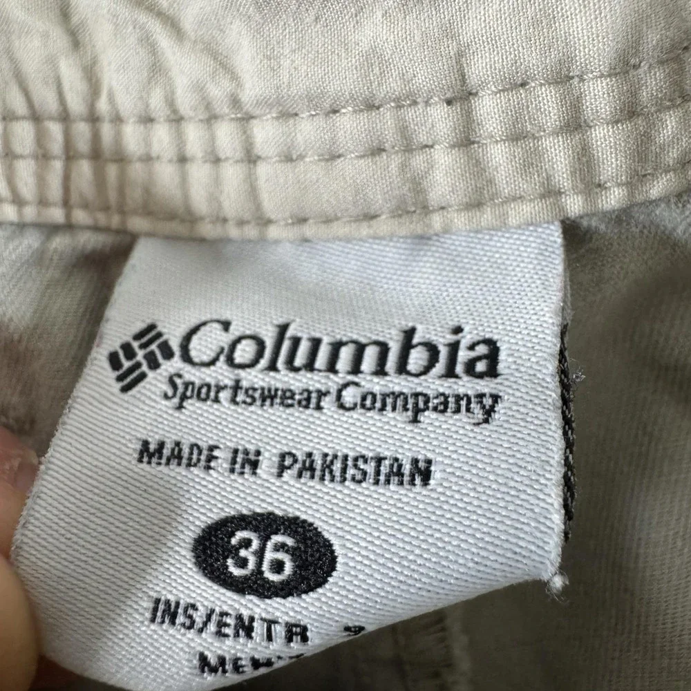 Columbia Cargo Shorts Mens 36 Beige Cotton Canvas XM4245 Outdoor Travel